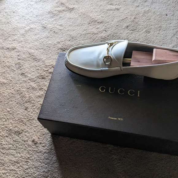 Men's Gucci White Horsebit Loafers
